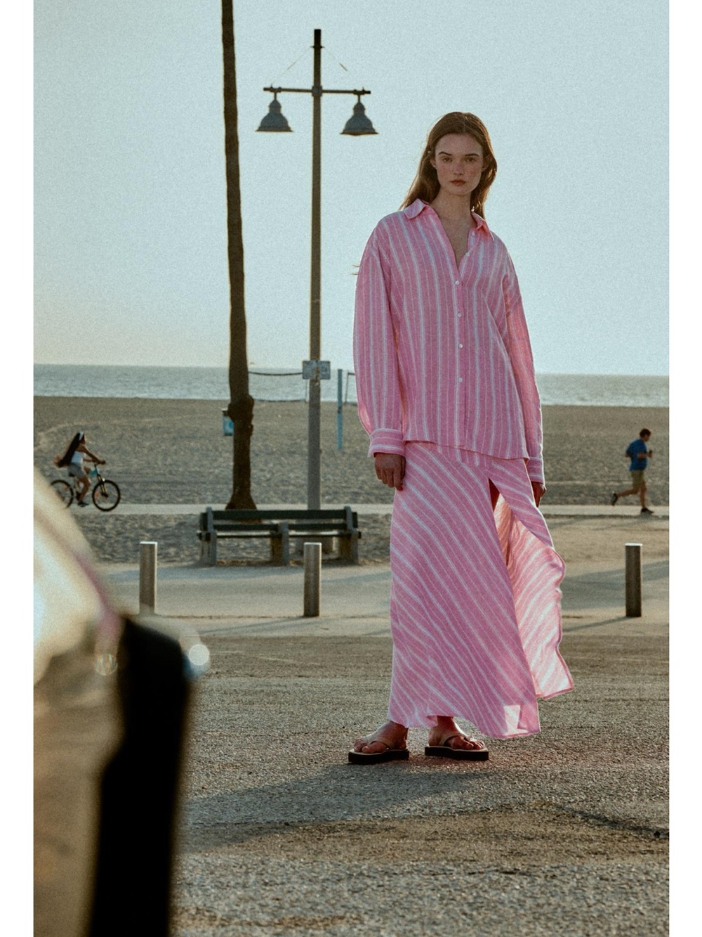 Sold out Zara Pink Striped Button-Up Shirt & Maxi Skirt Set